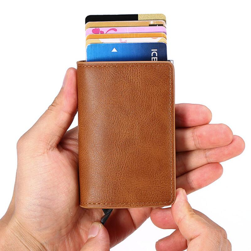 Новый кошелек Rfid из искусственной кожи, металла и алюминия, держатели банковских карт, кредитные карты, держатели карт, удостоверения личности, чехлы для карт