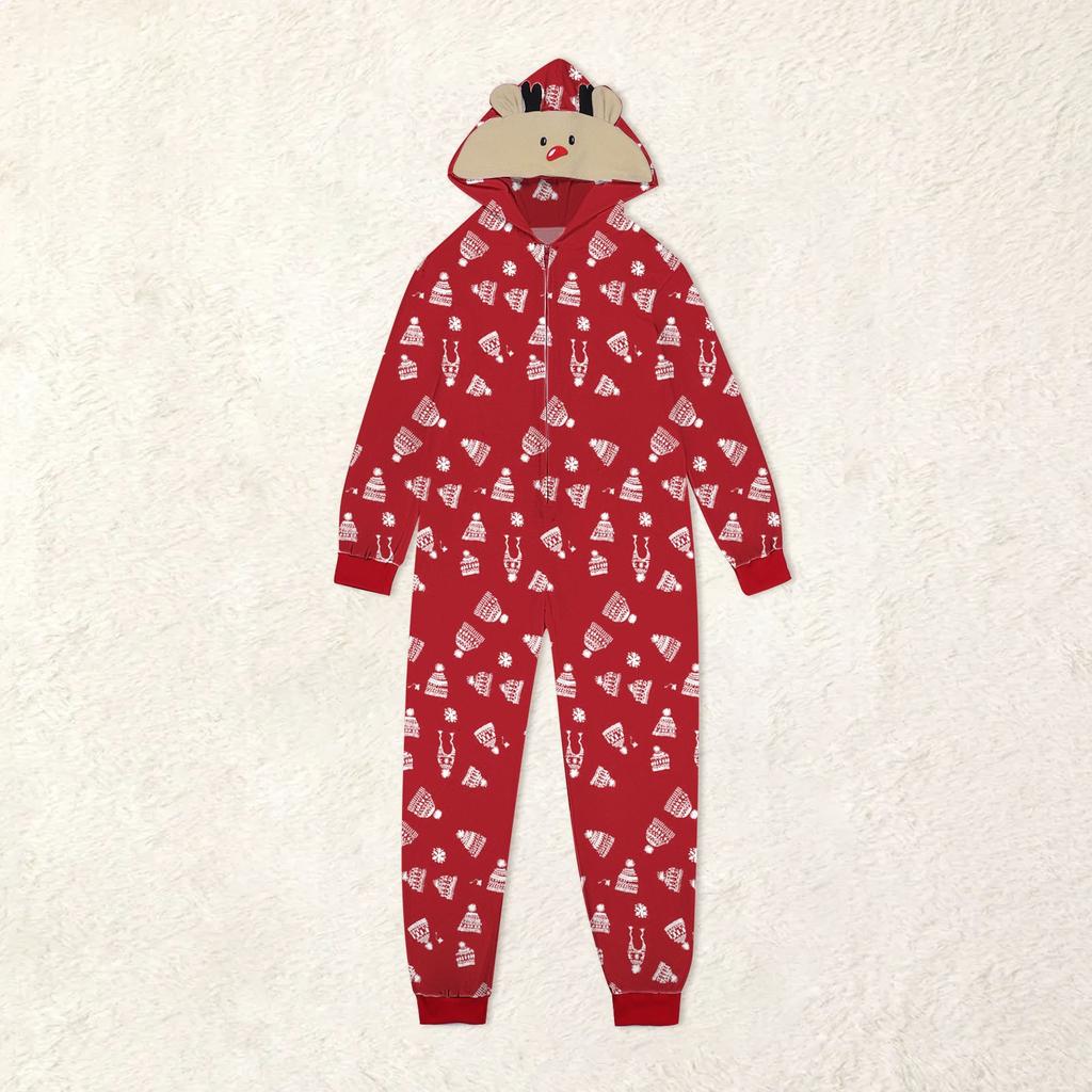 Christmas Hooded Jumpsuit Pajamas Elk Loungewear Outfits, Family Xmas  Matching Sets
