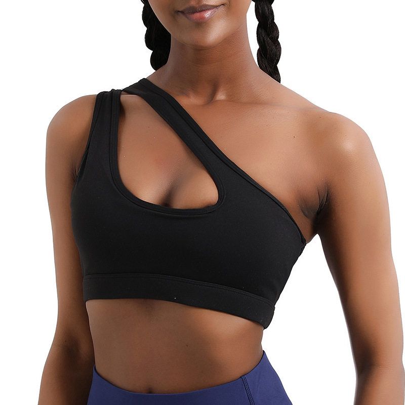 European and American Style Single-Shoulder Sports Bra, Shockproof High-Intensity Sports Vest, Fitness Yoga Bra, Yoga Wear, Women's Underwear