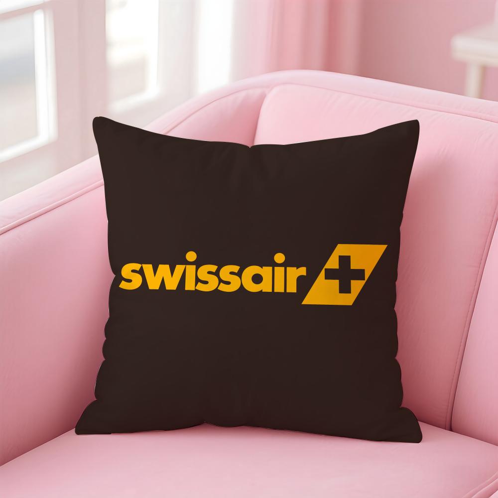 Classic Swiss AirlineBrand SSwissair Cushion Cover Pillow Case Soft Skin Friendly Fabric Concealed Zipper