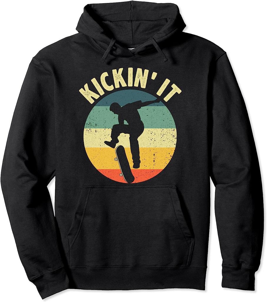 Винтажный скейтборд Kickin' It Спортивный подарок Унисекс Толстовка с капюшоном