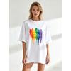 Oversized T Shirt Black Rainbow Paint Drip Love Wins Print Casual Wear For Women Summer Streetwear Fashion Statement Top