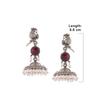 Purple Peacock Silver Oxidised Stones & Beads Traditional Jhumki Earring For Women