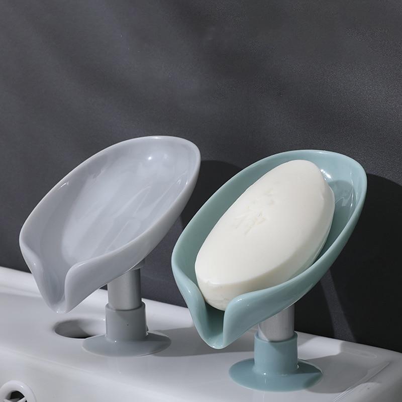 Leaf Shape Soap Box Drain Soap Holder Box Bathroom Shower Soap Holder Sponge Storage Plate Tray Bathroom Supplies Bathroom Gadge