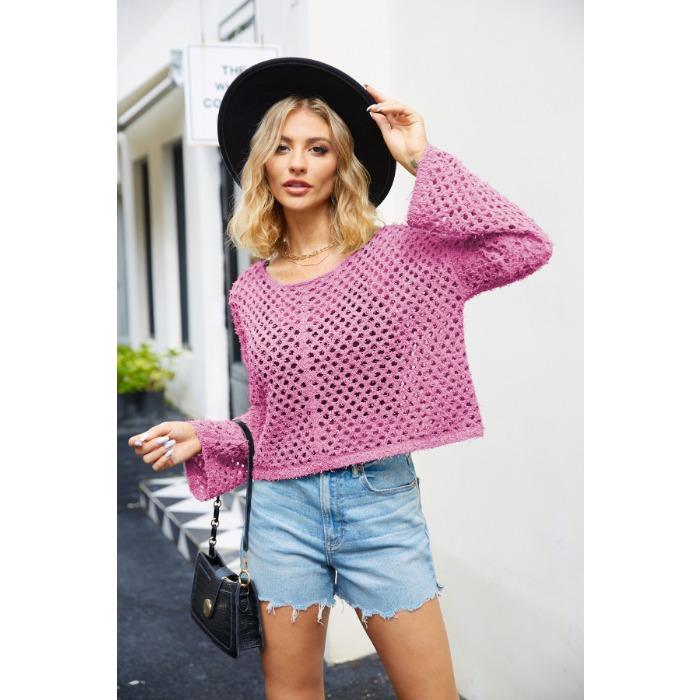 Весенне-осенний женский свитер с круглым вырезом, сексуальный пуловер со скелетом, прозрачный вязаный свитер