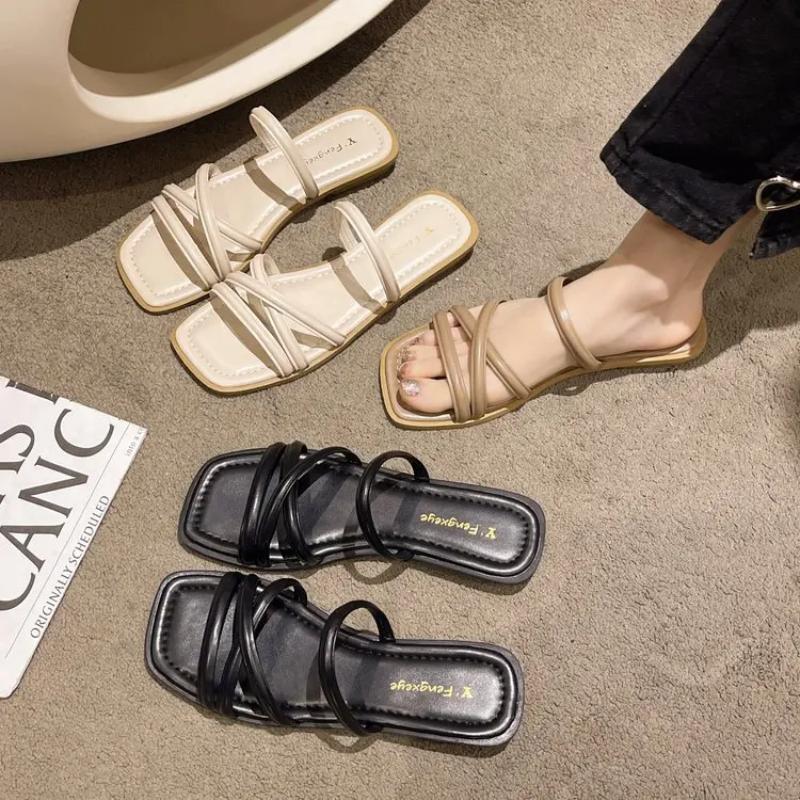 Мода 2024 года, французские тапочки, женские летние новые плоские тапочки One Word с Fairy Wind, пляжные тапочки Ins Tide