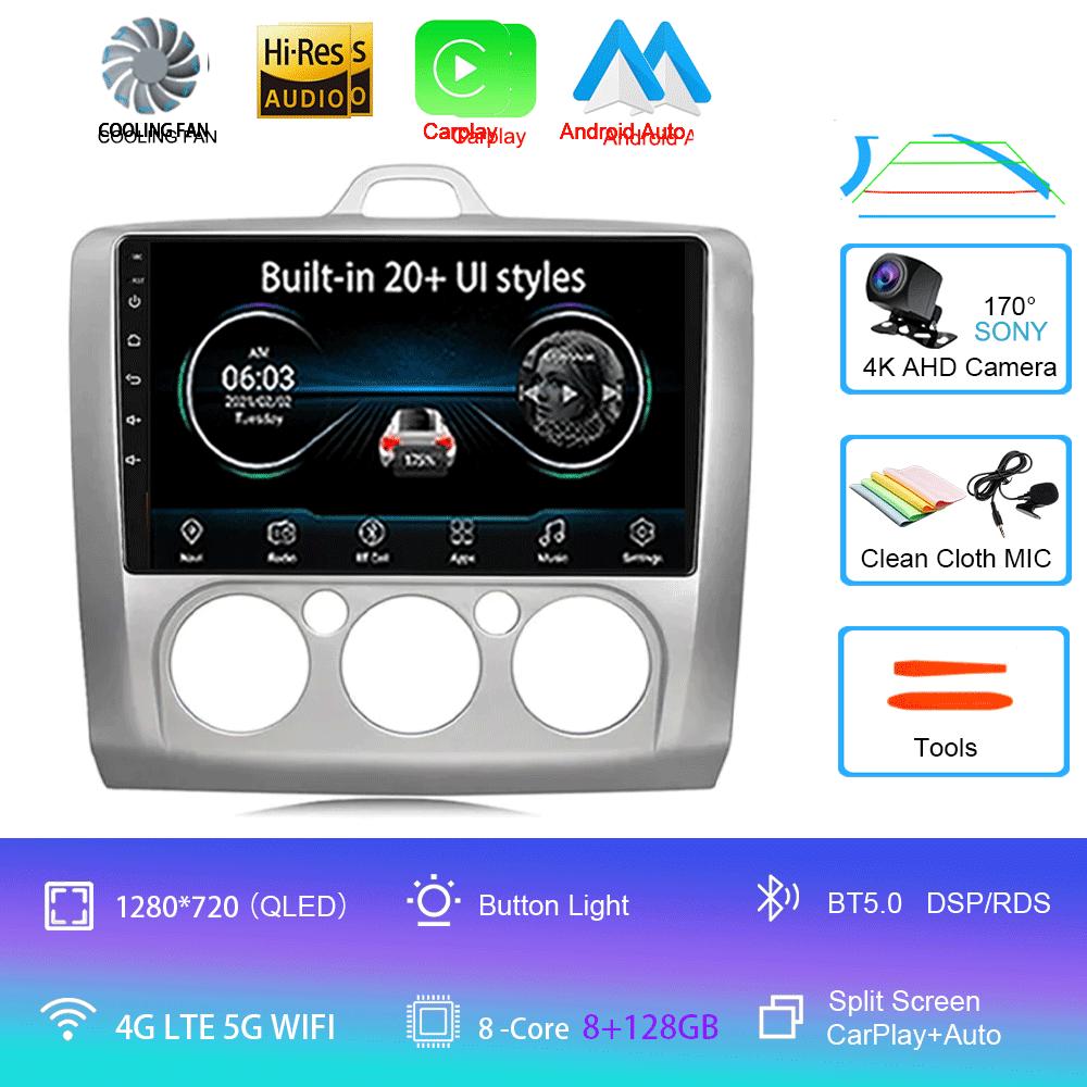 Android14 Carplay Auto For Ford Focus Mk2 Mk3 2004 2005 2006 2007 - 2011 Multimedia Car Radio Player DSP WIFI+4G 2DIN Stereo