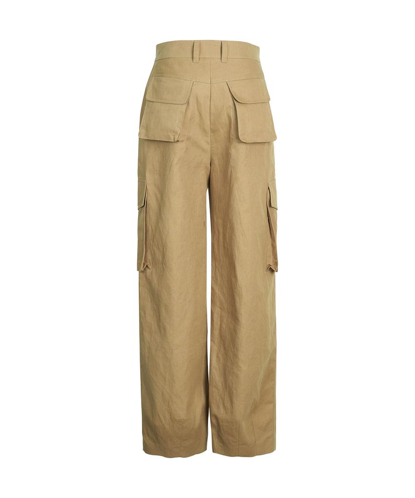 DRAE Linen-Blend Cargo Pants_Beige