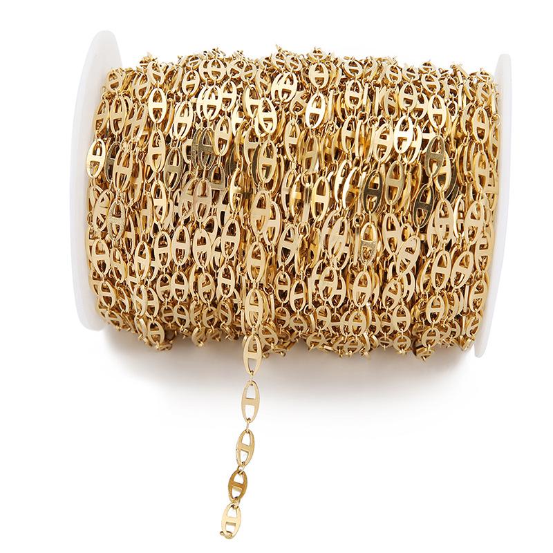 Цепочка «свиной нос» из нержавеющей стали с вакуумным напылением золота 18 карат 4 мм для самостоятельного изготовления ожерелья/браслета