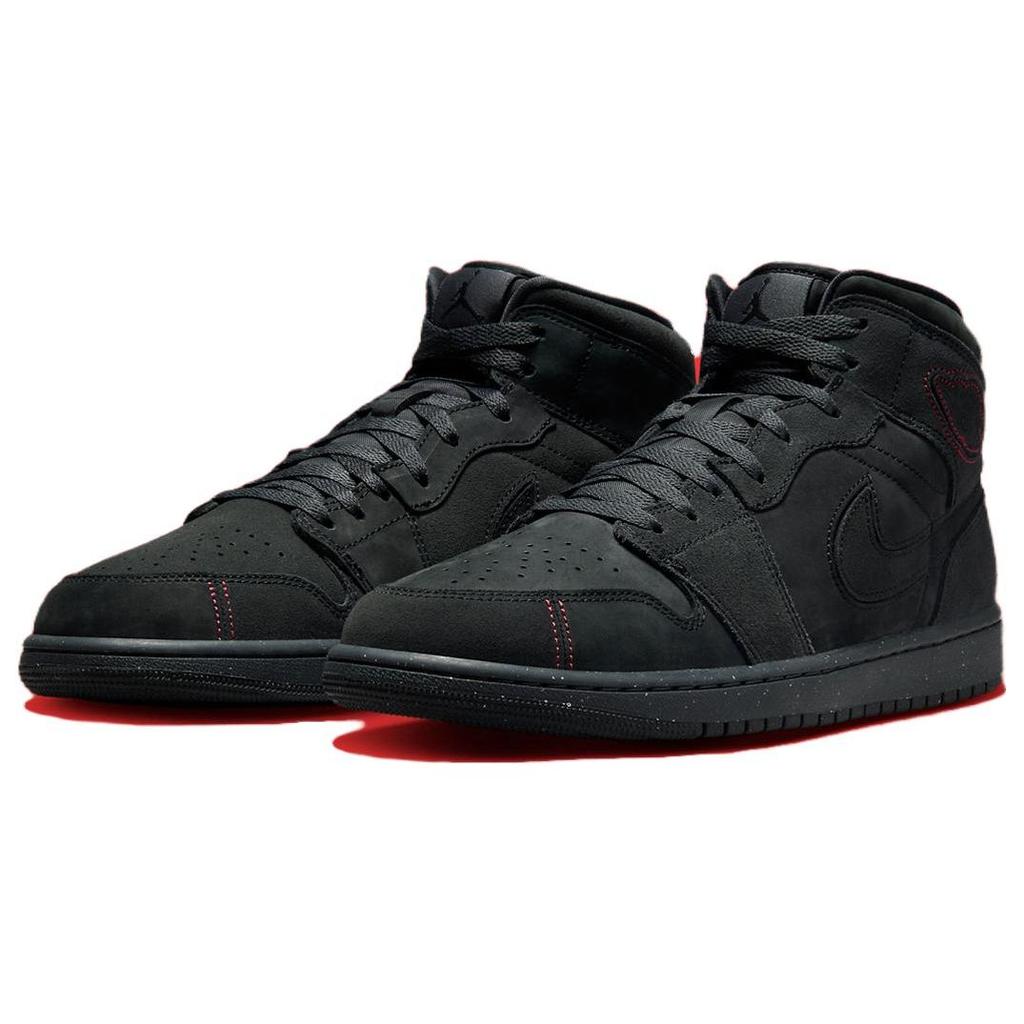 Air Jordan 1 Mid SE Craft Dark Smoke Red Мужские кроссовки черные темно-дымчато-серые Varsity-Red FD8634-001