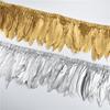 1Yards Spray Gold Silver Goose Feathers On Tape Fringe Trim Ribbon Dress Geese Feather Tims Clothes Sewing Fabric Decoration Diy