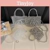 Bead Handbag Transparent With Bow Design And Top Opening For Women Daily Use