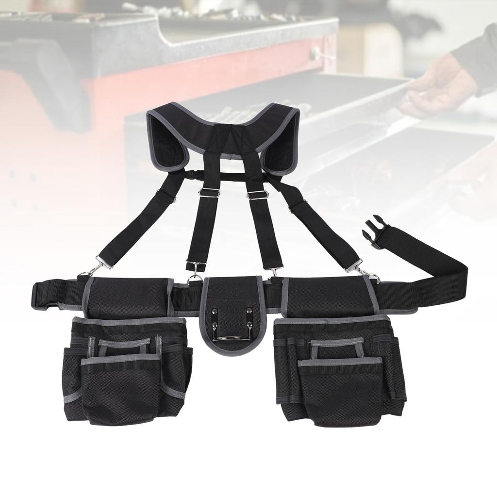 Пояс для инструментов электрика с 12 карманами, пояс для инструментов из полиэстера и нейлона 1680D с ремнем для электриков-рамщиков