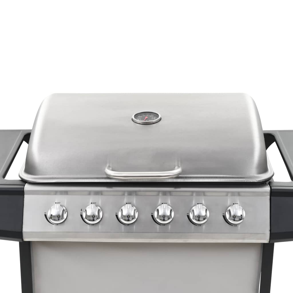 6 Burner Gas Grill Stainless Steel Silver