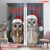 2pcs,2D Plane Printing Popular Curtains Santa Hat Owls_ Snowflakes Polyester (without Rod) Gifts for Bedroom, Living Room,