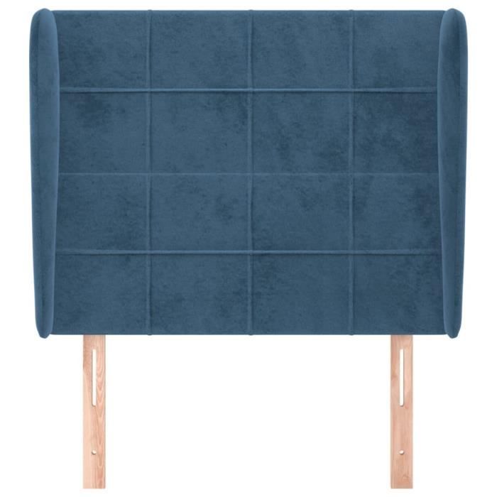 3118002 vidaXL Tête de lit avec oreilles Bleu foncé 103x23x118-128 cm Velours