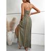 Summer Floral Print Sleeveless Maxi Dress With Zipper For Womens Beachwear