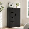 Storage Cabinet Sideboard With 1 Door And 4 Drawers Wooden For Living Room Kitchen Entryway Dining Room Black