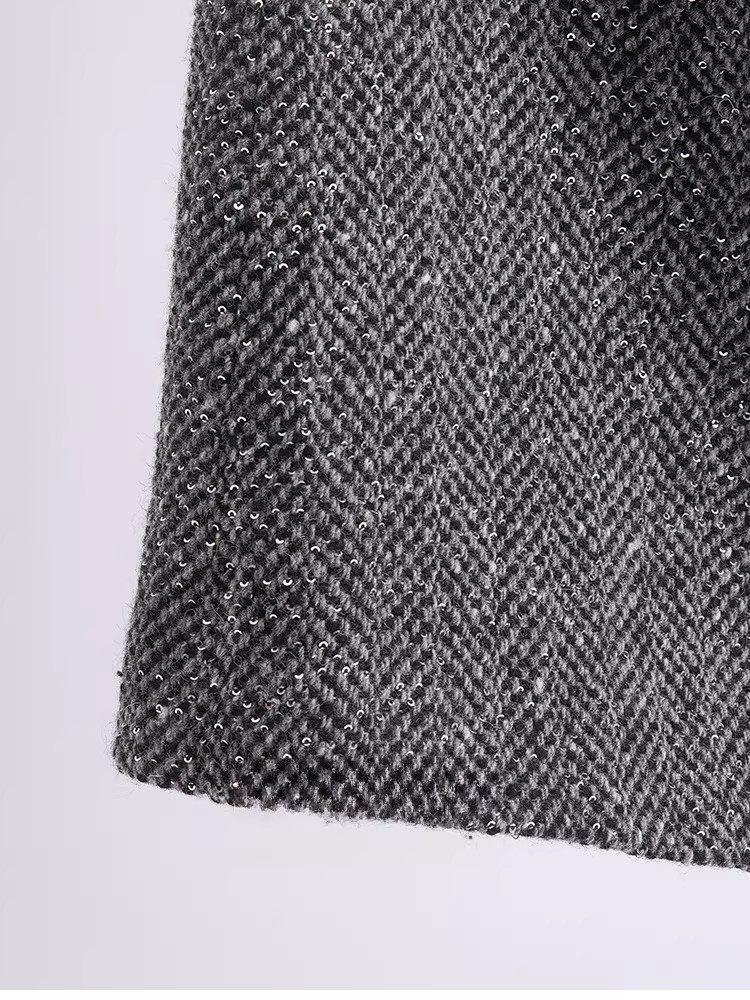 New Year’s Battle Robe: Sequin Wool Blend Tweed A-Line Mini Skirt