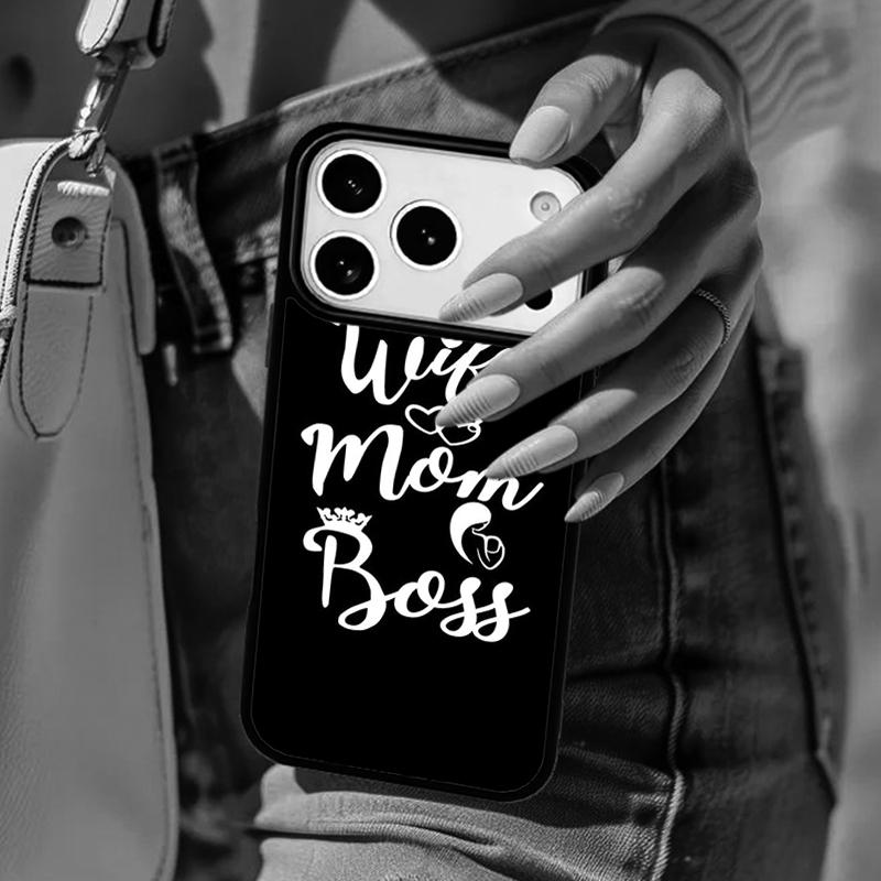 Чехол для телефона Wife Mom Boss funny для iPhone 17 Air 14 15 13 12 Max Чехол для Apple 16e 11 Pro Max Plus Coque