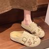 Внутренне увеличивающие рост туфли полутапочки с носками ретро ленивые туфли для женщин милые шлепанцы с дырочками