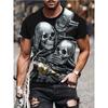 Men's 3D Hat Skull Print T-Shirt Casual Crew Neck Short Sleeve Tee Personality Punk Graphic T Shirts