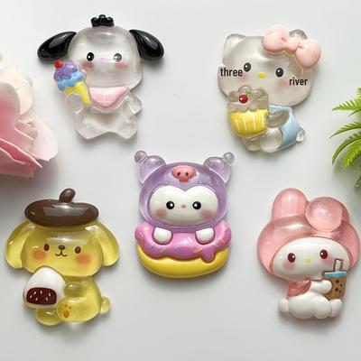 Светящиеся молочные чайные мультяшные аксессуары из смолы Sanrio для DIY заколок для волос и брелоков