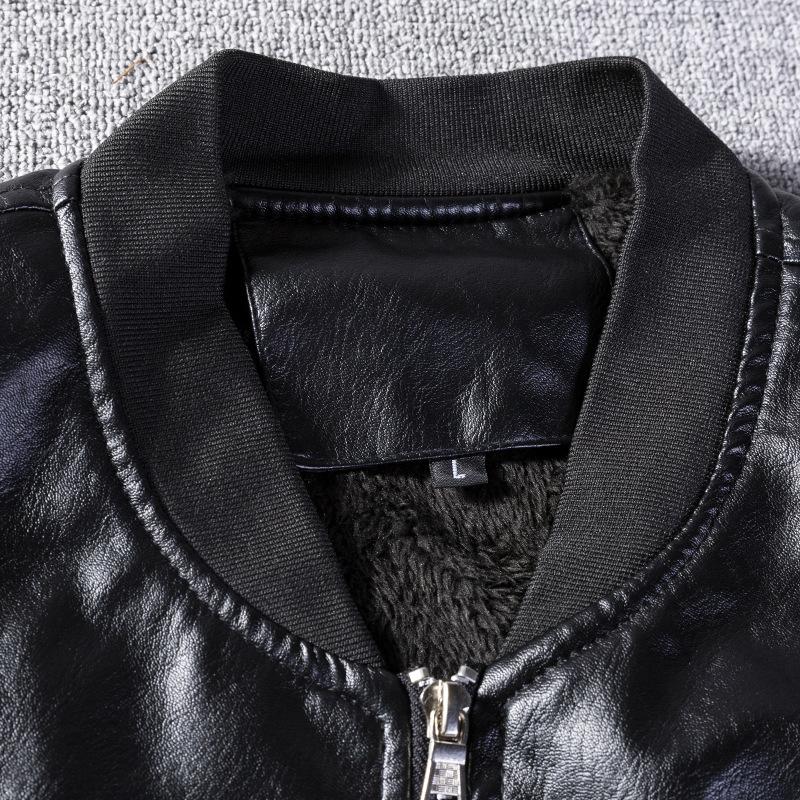 Leather Jacket Men's Thin Spring New Men's Korean Style Slim Baseball Collar Casual Green Leather Jacket