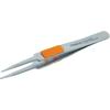 TRUSCO Stainless Steel Tweezers with Rubber Round Tip TSP-211 Grip, 120mm,