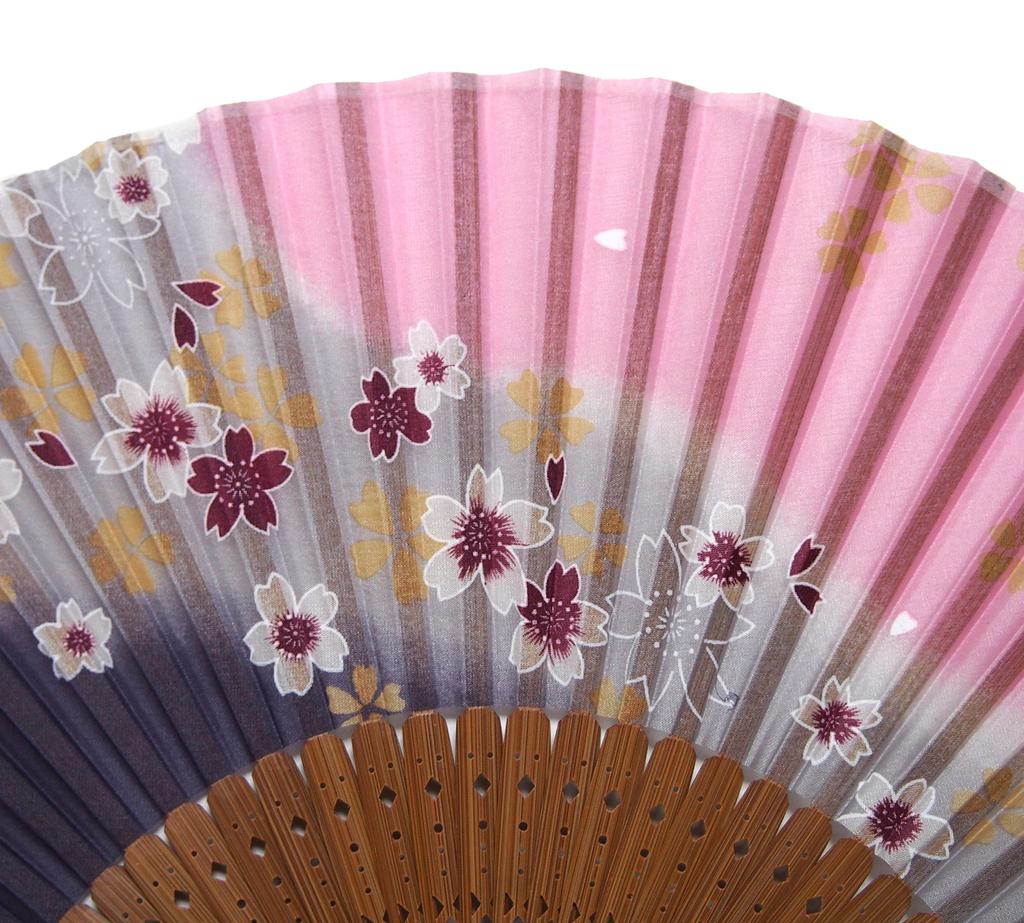 Asahio Handmade Silk Folding Fan for 21cm X 30 Flowing Cherry 121027 Women, Ken, Blossoms, Purple,