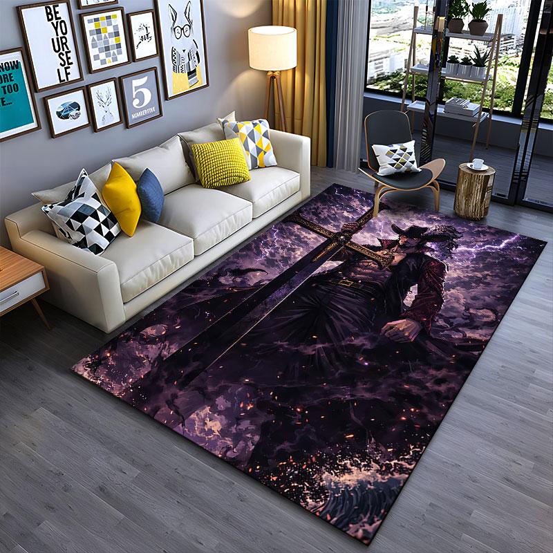 "Dark Warrior with Giant Sword" suitable as a non-slip mat for the living room or bedroom sofa