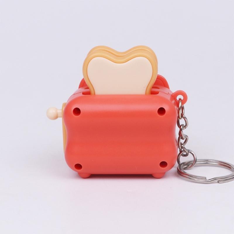 Novelty Toaster Keychain Realistic Sound Effect Plastic Simulation Model Multipurpose Decorative Accessory
