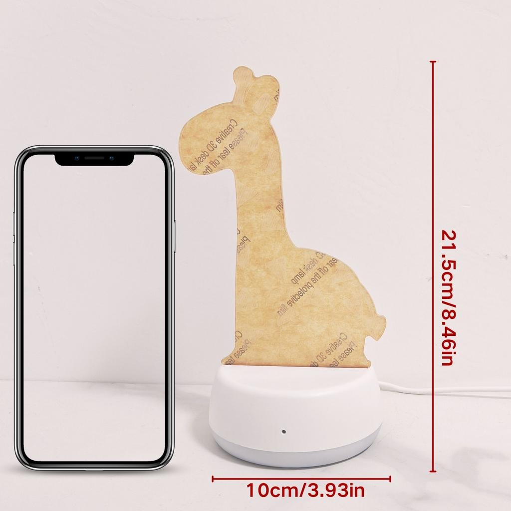 3D Ночник Жираф с питанием от USB - Теплый белый, идеально подходит для украшения спальни, вечеринок, дней рождения и праздничных подарков.