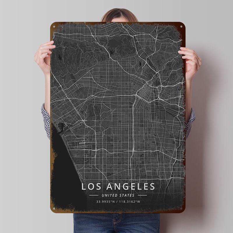 Los Angeles Interior Wall Decoration Gaming Wand Deko Deco Metal Plate Bathroom Decor Setup Decorations Bar Accessories Art Home