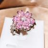 Pink Heart-shaped Zircon Ring Female Sweet Pink Diamond Flower Ring Eternal Love Fashion Jewelry Party Gift