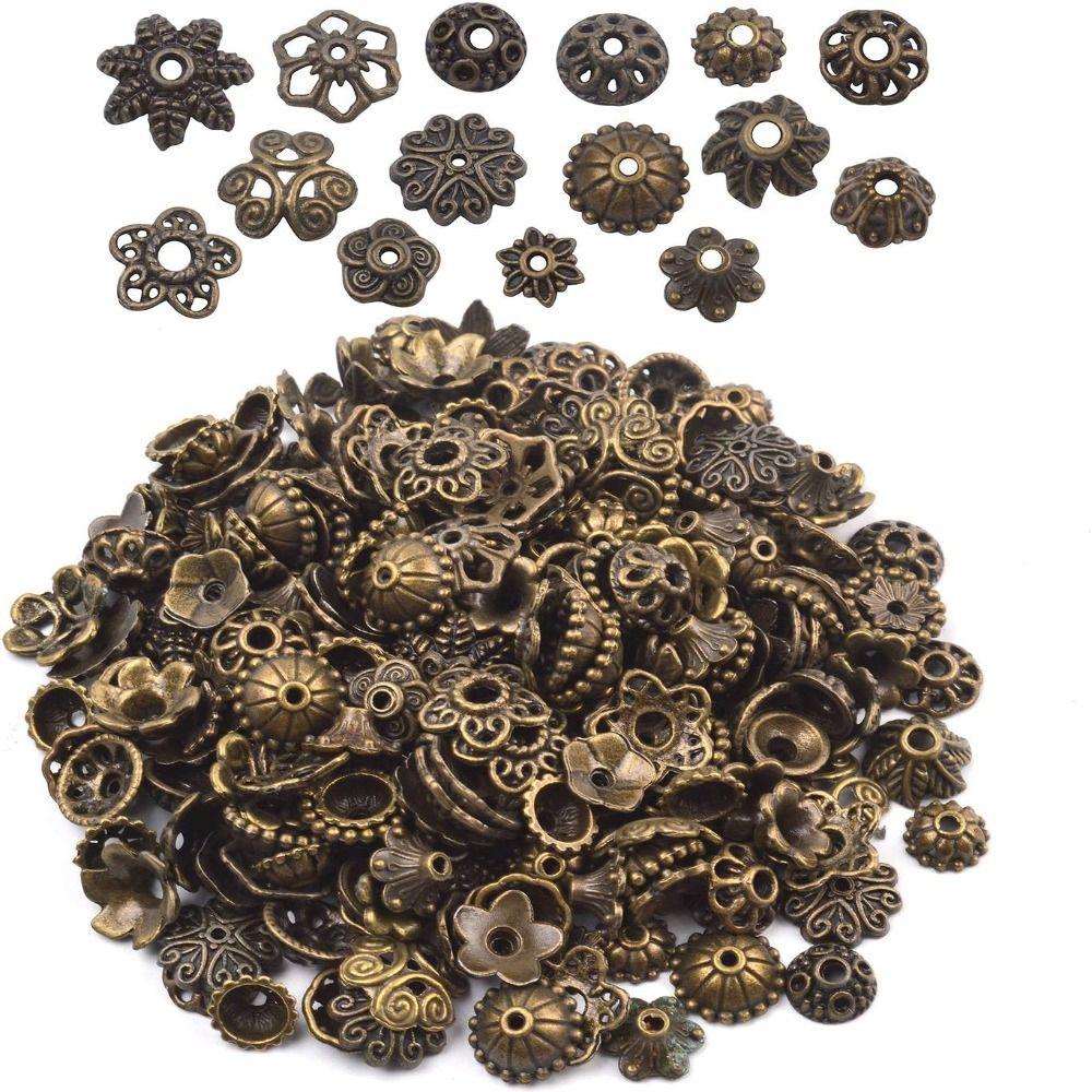 Antique Gold/Silver/Bronze Bead Caps for Jewelry Making Flower Ornament Caps  Necklace