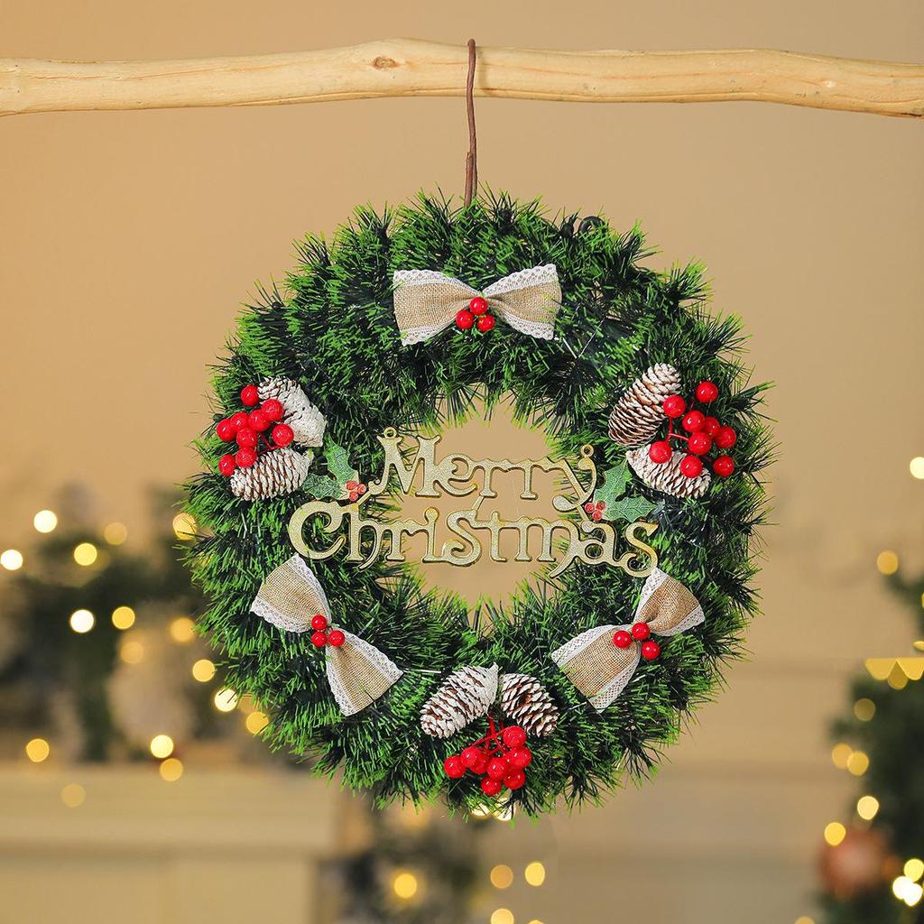 Cross-border Pine Needle Christmas Wreath Garland for Hotels & Malls
