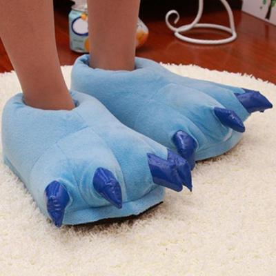 Мужская и женская детская модная зимняя обувь с милыми животными и лапами с когтями, тапочки