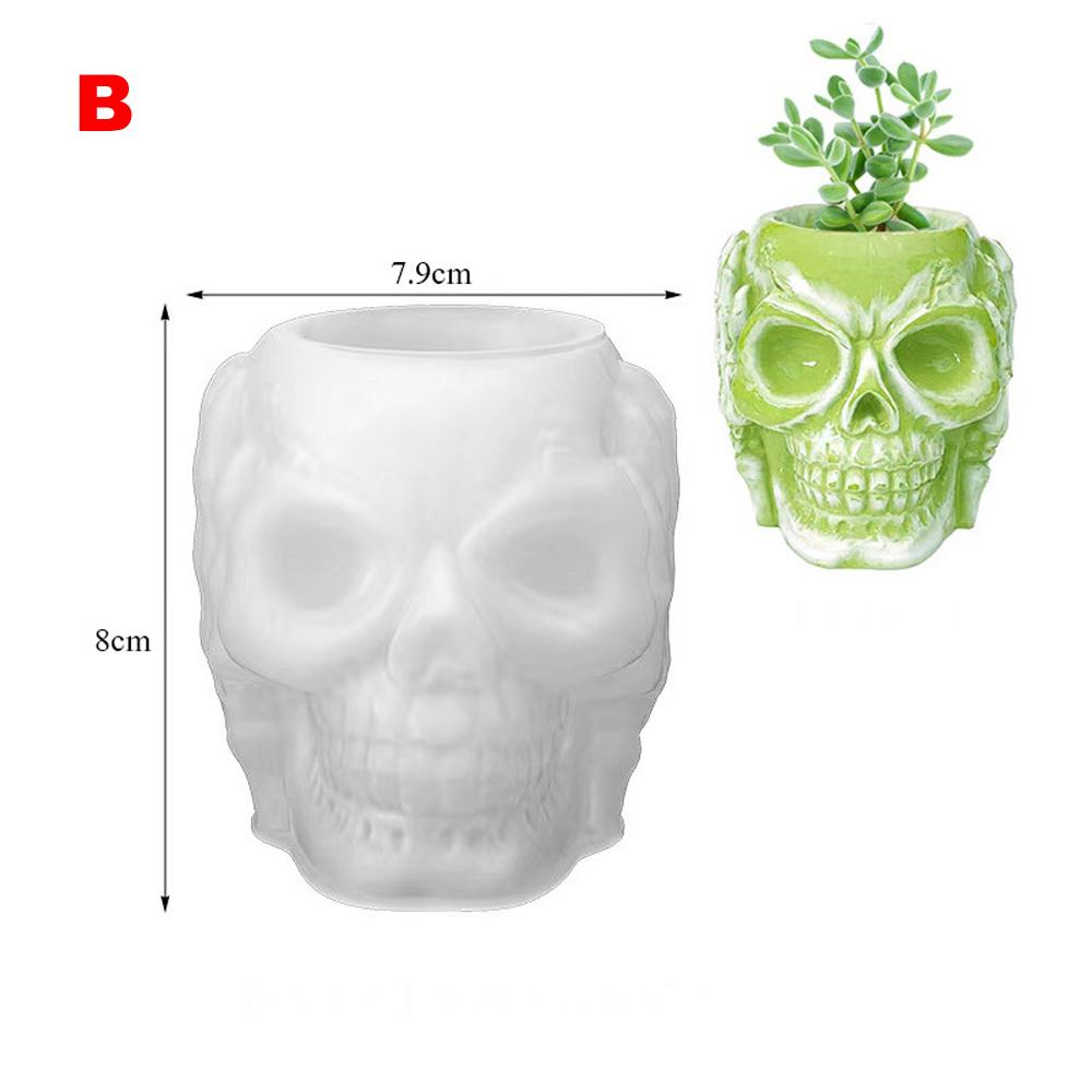 1 Pc Halloween Decorative Silicone Mold 3D Skull Resin Silicone Mold DIY Storage Box Mould Soap Plaster Casting Holiday Gifts