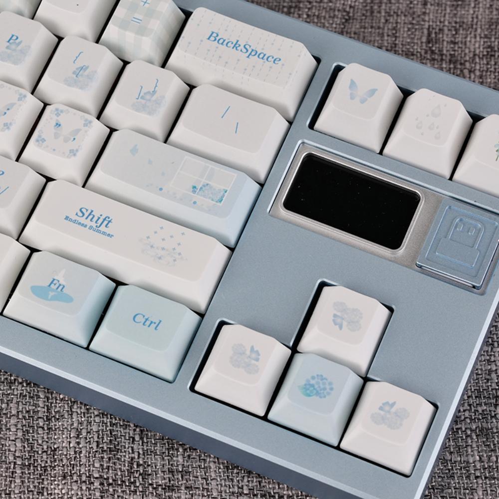 Xiaomi Light Blue Dream Butterfly Keycap PBT Cherry 127 Key Girl Keyboard Keychain Compatible with 61/75/87/104/108 Mechanical Keyboard