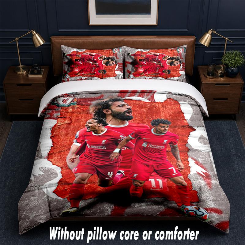 Mohamed Salah Design Bed Bedding Set 1 Duvet Cover + 2 Pillowcases Soft Breathable Household Bed Linens