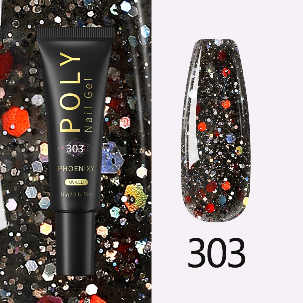 PHOENIXY 37 цветов поли УФ-гель для наращивания ногтей с блестящим лаком для ногтей для шедевров нейл-арта с использованием полигеля