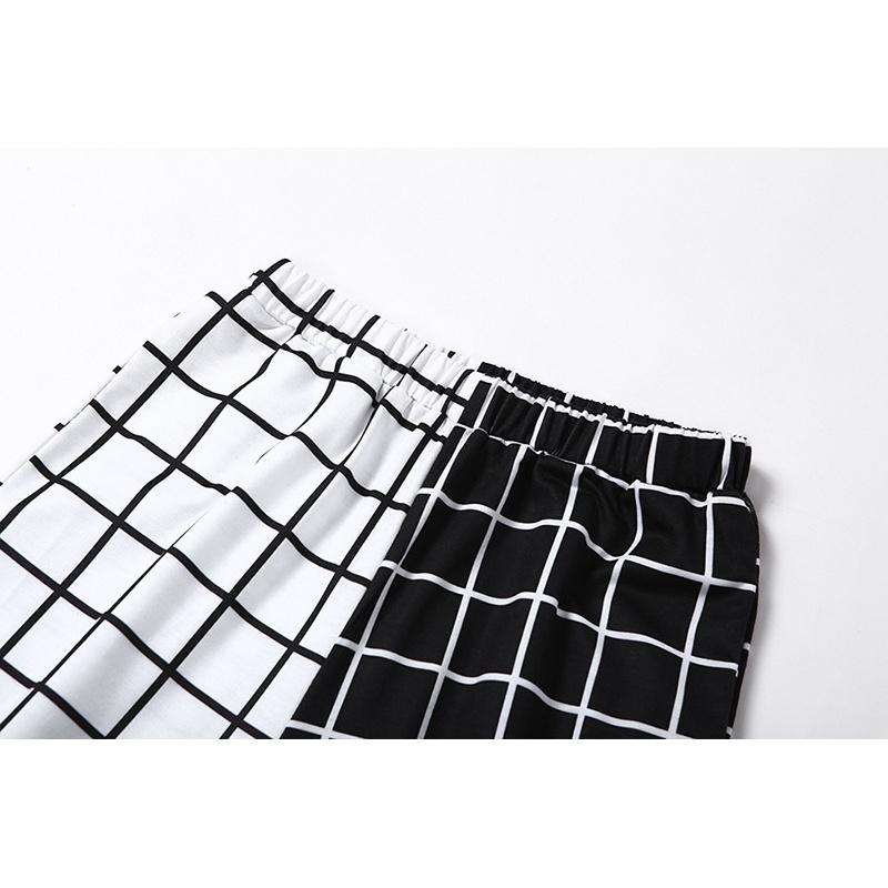 Весенне-осенние спортивные штаны-джоггеры в стиле color-block, свободные, в клетку, с высокой талией, повседневные, для женщин