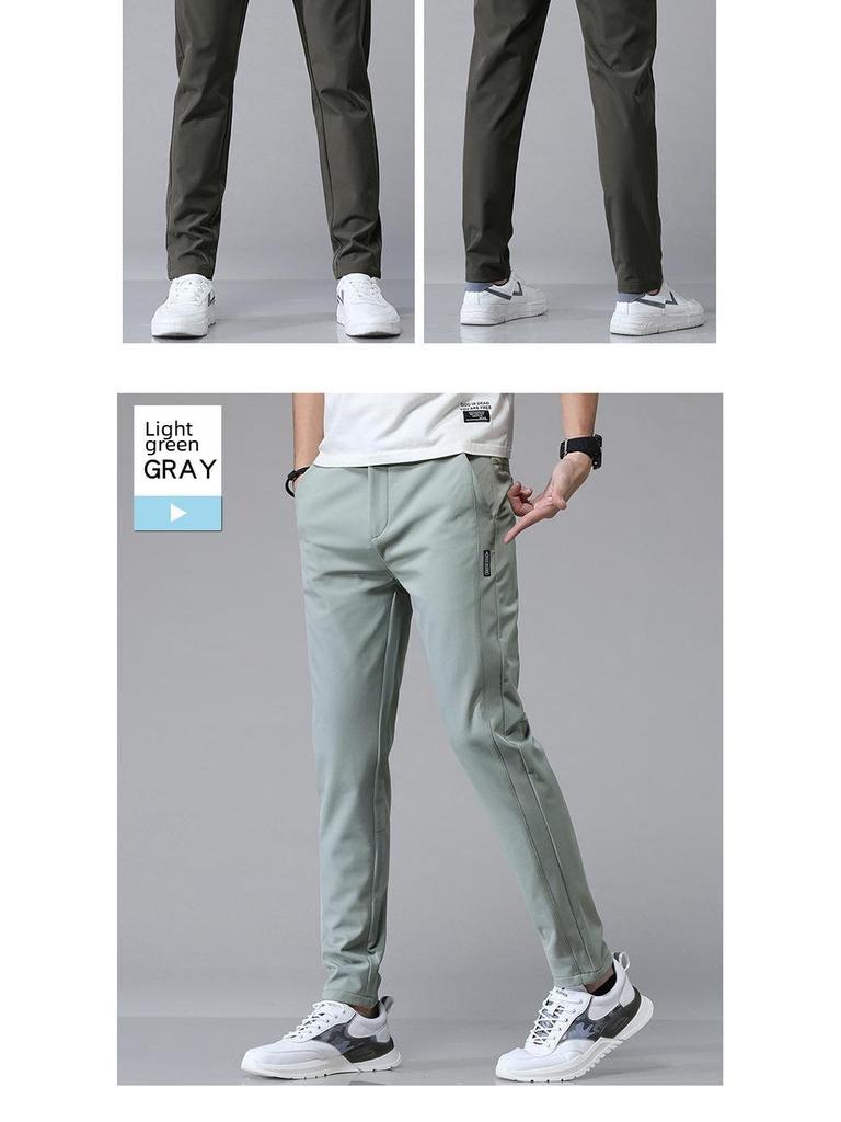 Мужские летние быстросохнущие эластичные повседневные брюки Ice Silk - дышащие, свободные, прямые спортивные брюки