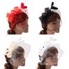 Tea Party Hat Women Fascinator Headband Bowknot Fascinators with Veil Derby Pillbox Hat Cocktail Tea Party Hat Veil Mesh