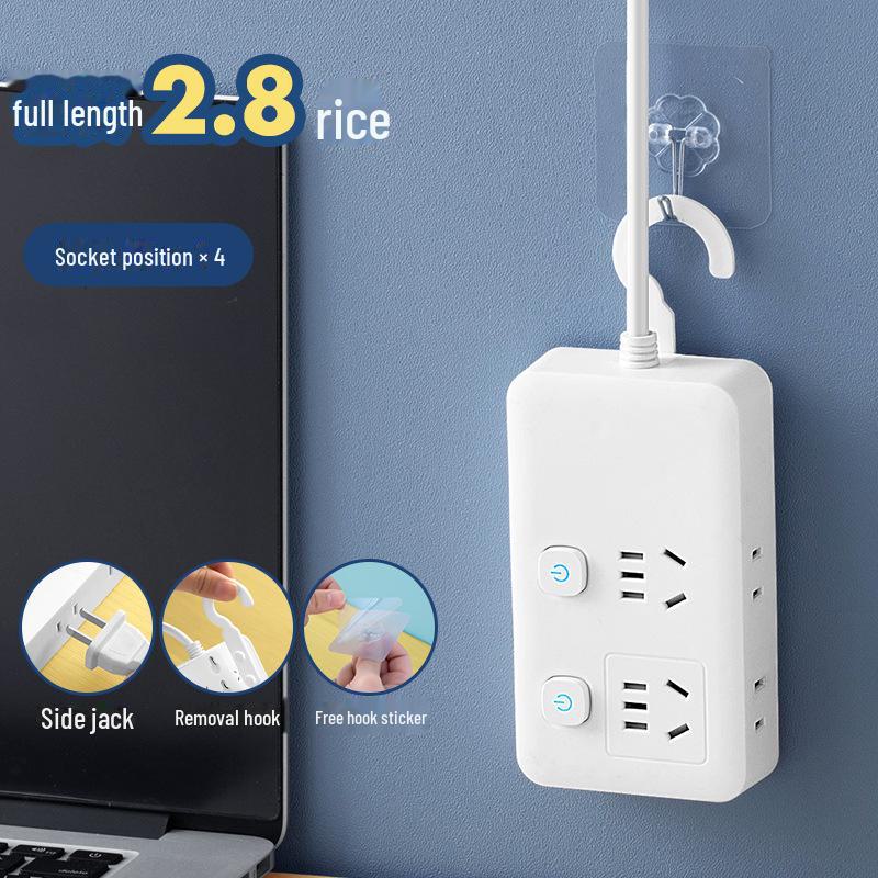 Умный USB Многофункциональный Сетевой Фильтр с Независимым Выключателем и Боковой Вилкой