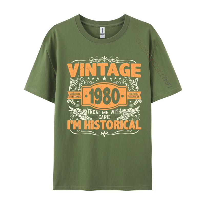Slim Fit Tshirts 1980 Birthday Vintage 1980 Born In 1980 Made In 1980 T-shirts Normal Design Plain Cotton Mens Tops Tees