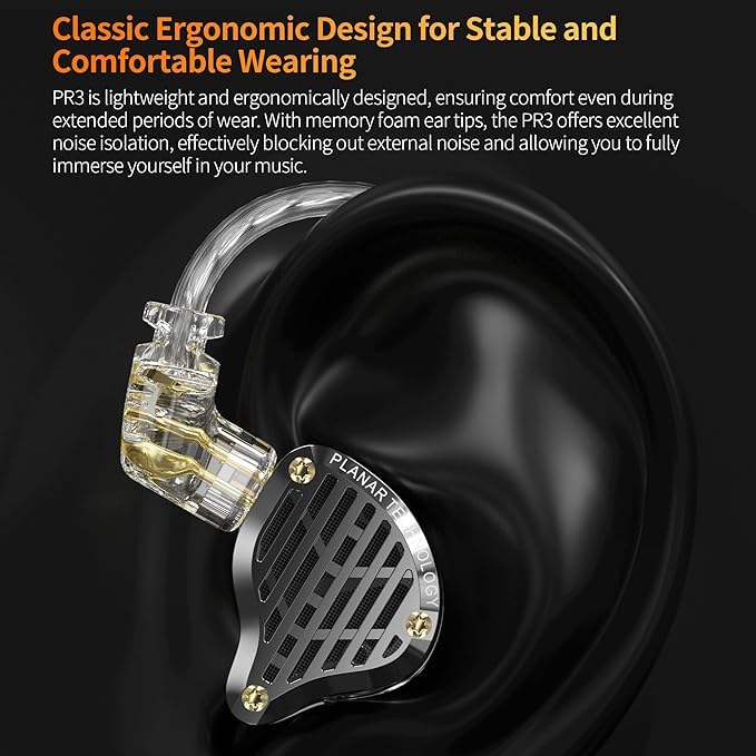 Through the Barrier of Acoustic Technology KZ PR3 Wired Type Ear HIFI Sound Ear Unprecedented Hearing Experience Small and Lightweight Design