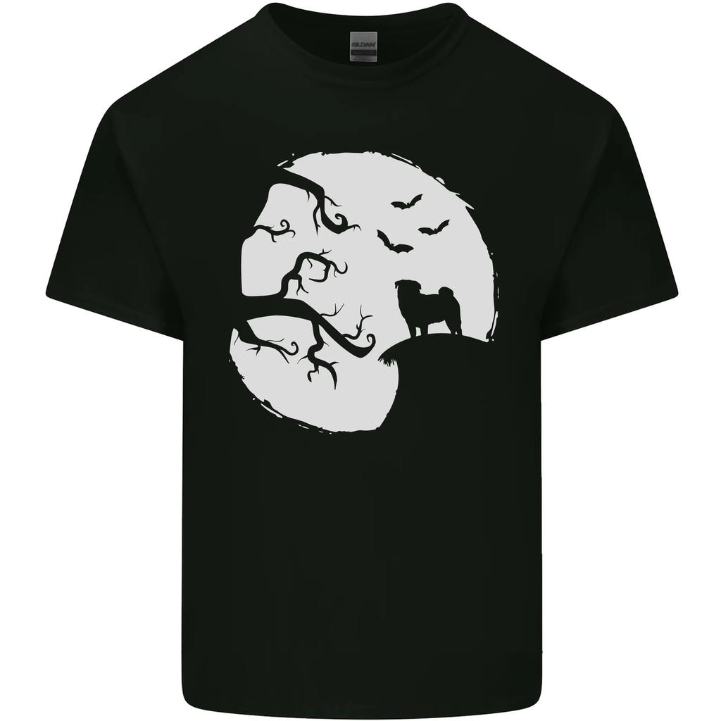 Halloween Carlino Algodón Hombre Camiseta