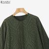 ZANZEA Женская летняя блузка с круглым вырезом и рукавом 3/4 из кружева Crochet в стиле пэчворк